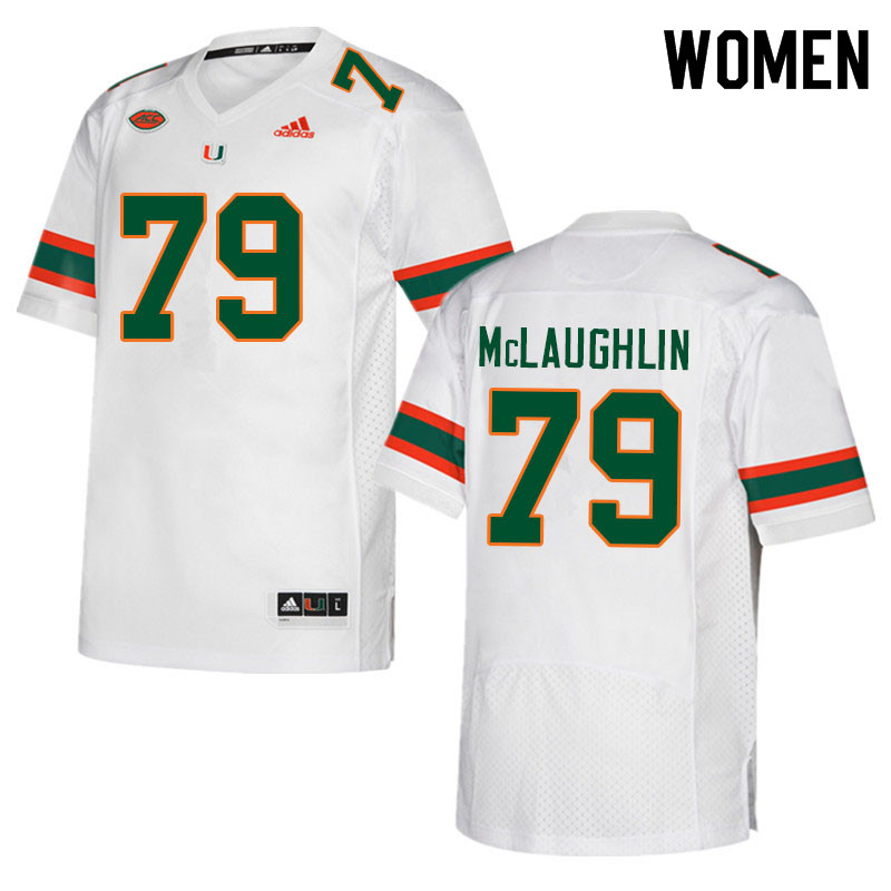 Women #79 Michael McLaughlin Miami Hurricanes College Football Jerseys Sale-White - Click Image to Close